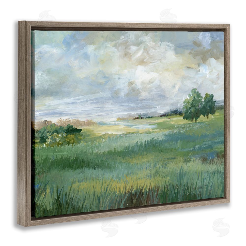 Nan Idyllic Summer Field Brown Floating Frame Canvas Wall Art Print