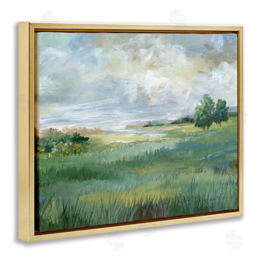 Nan Idyllic Summer Field Gold Floating Frame Canvas Wall Art Print