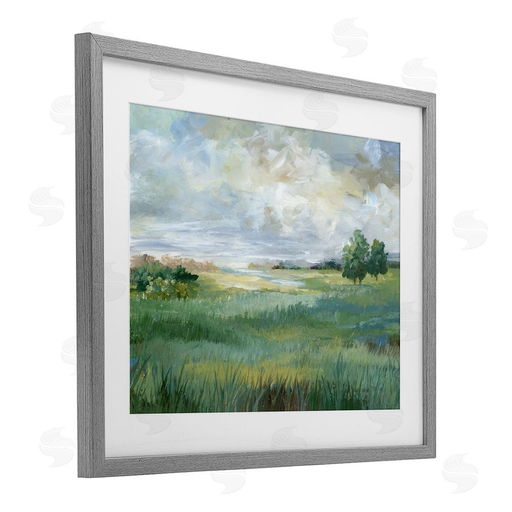 Nan Idyllic Summer Field Gray Framed Print Under Glass Wall Art