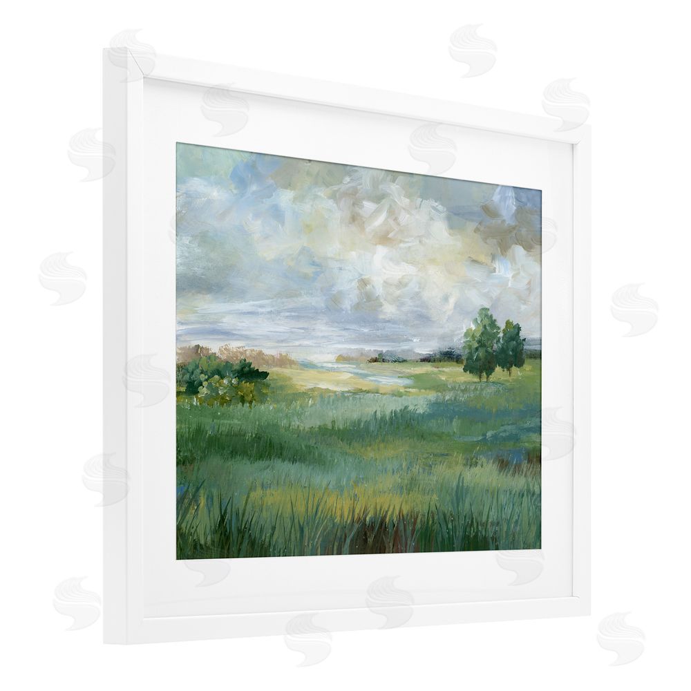 Nan Idyllic Summer Field White Framed Print Under Glass Wall Art