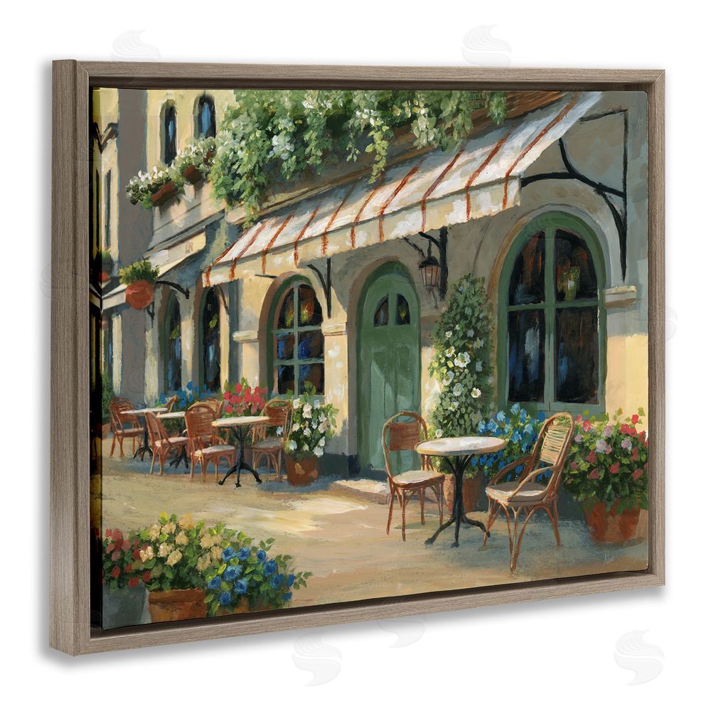 Nan Cozy Cafe Sunlit Patio Brown Floating Frame Canvas Wall Art Print