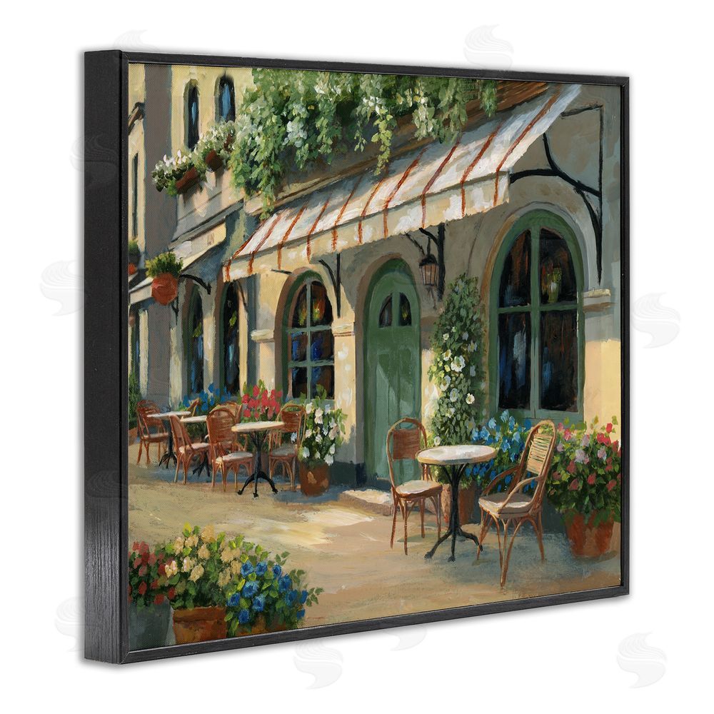 Nan Cozy Cafe Sunlit Patio Black Framed Giclee Wall Art Print