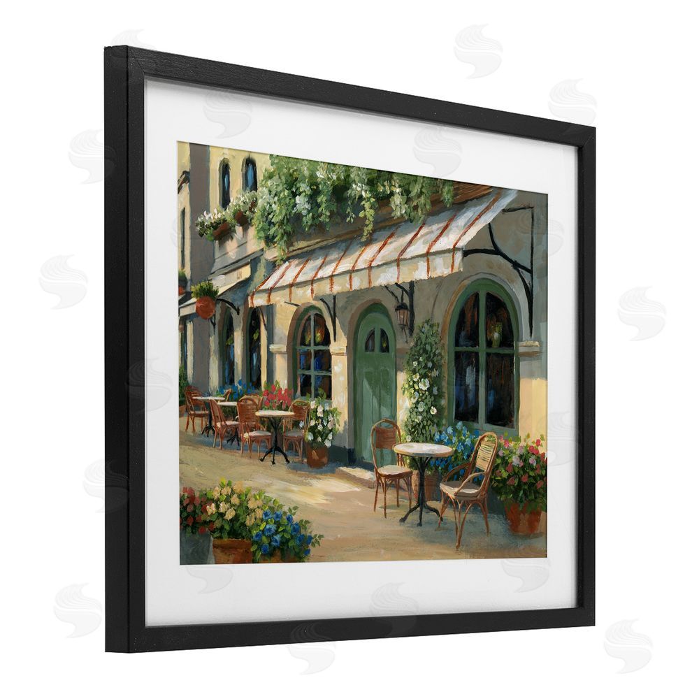 Nan Cozy Cafe Sunlit Patio Black Framed Print Under Glass Wall Art