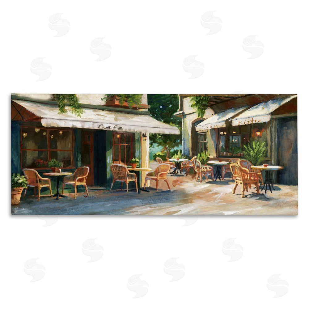 Nan Sunlit Outdoor Parisian Cafe Stretched Canvas Wall Art Print