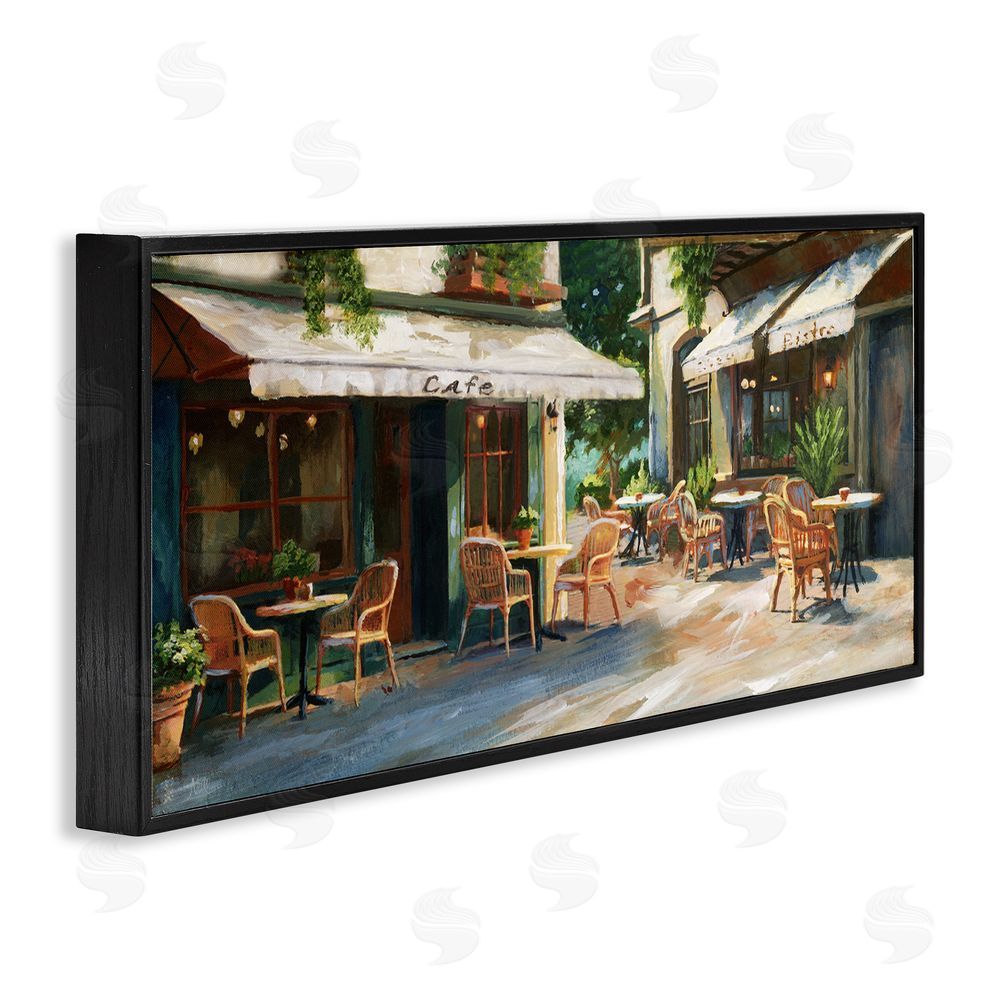 Nan Sunlit Outdoor Parisian Cafe Black Framed Giclee Wall Art Print