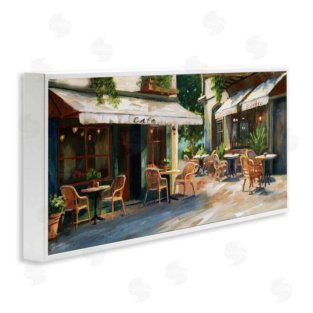 Nan Sunlit Outdoor Parisian Cafe White Framed Giclee Wall Art Print