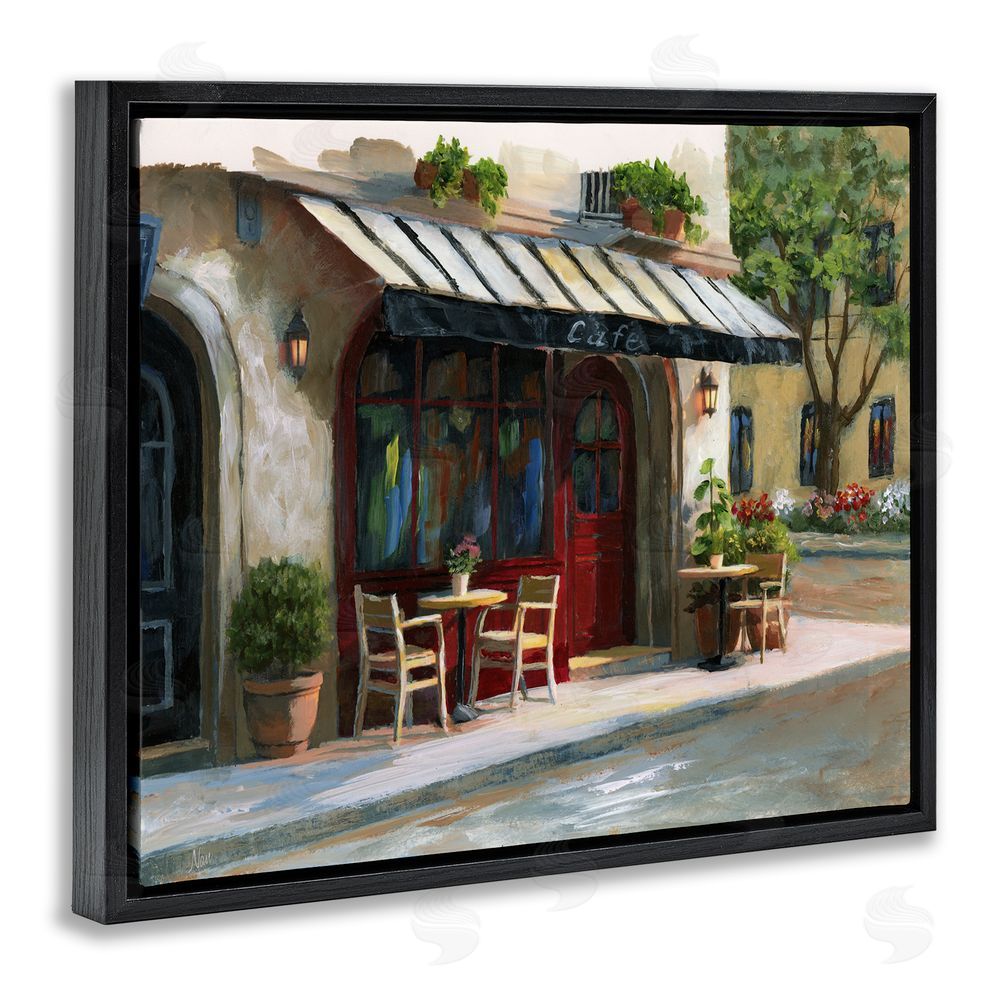 Nan Charming Sidewalk Cafe Tables Black Floating Frame Canvas Wall Art Print