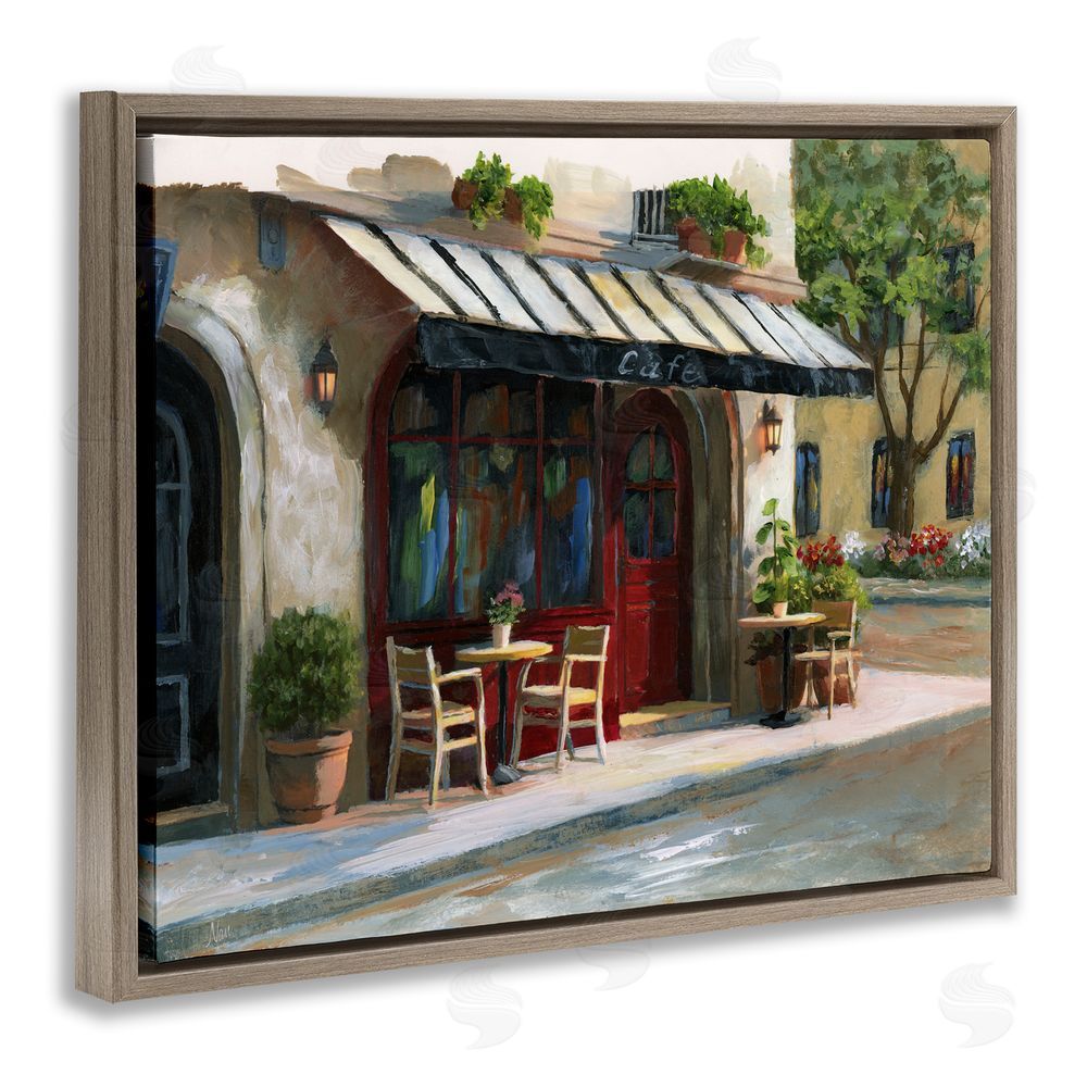 Nan Charming Sidewalk Cafe Tables Brown Floating Frame Canvas Wall Art Print