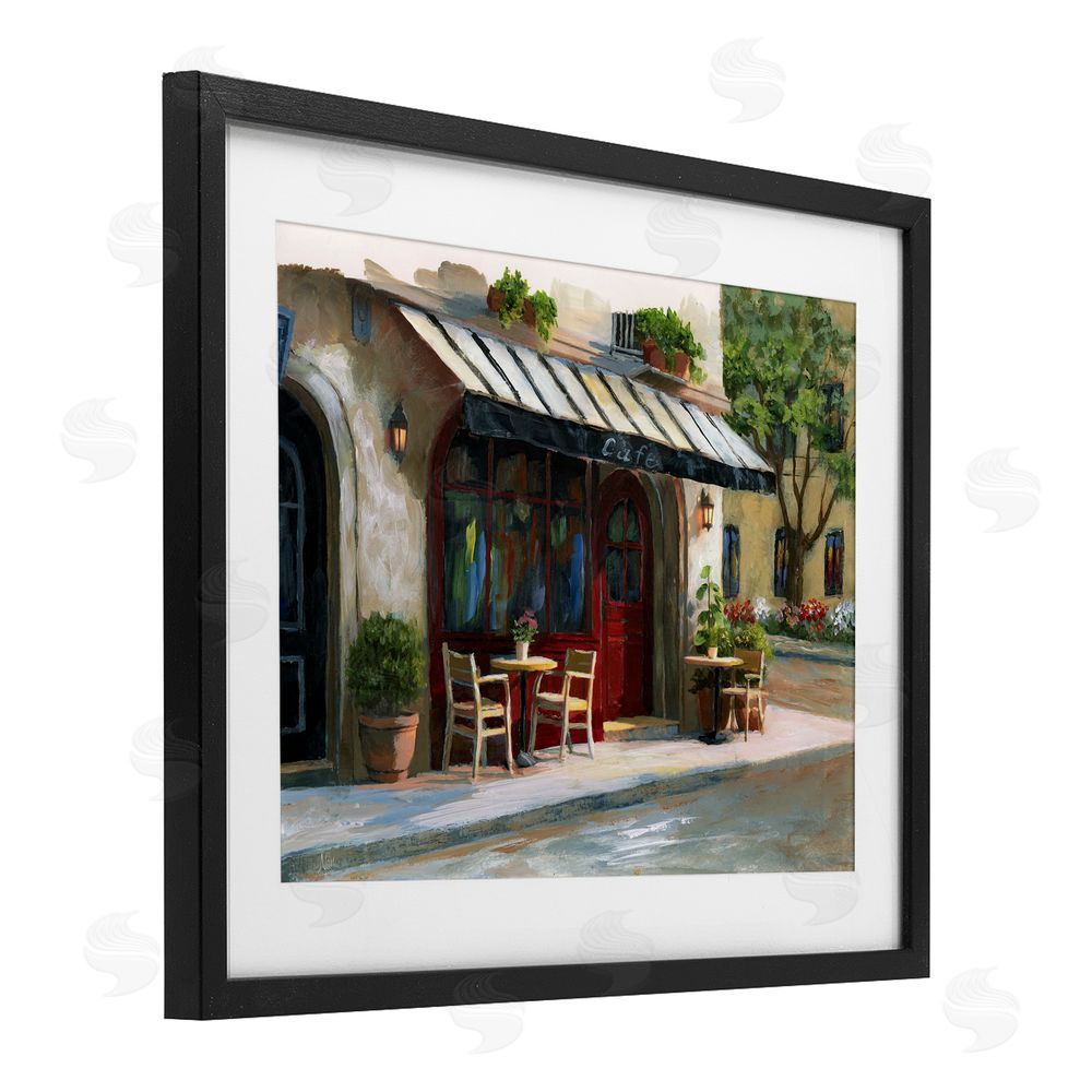 Nan Charming Sidewalk Cafe Tables Black Framed Print Under Glass Wall Art
