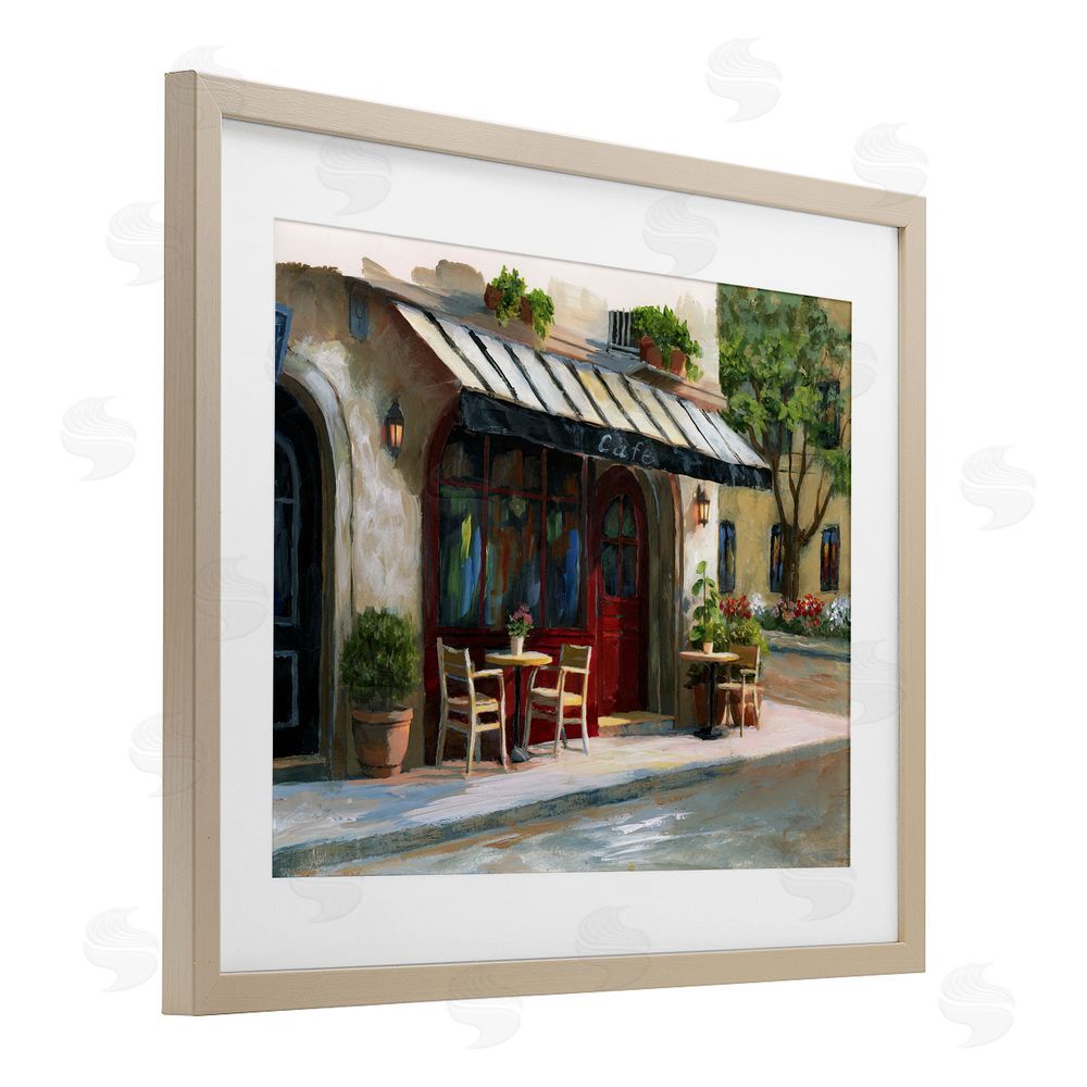 Nan Charming Sidewalk Cafe Tables Brown Framed Print Under Glass Wall Art