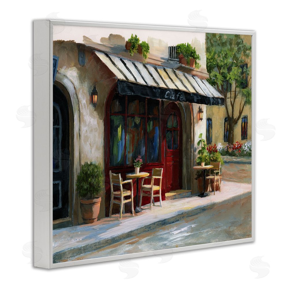 Nan Charming Sidewalk Cafe Tables White Framed Giclee Wall Art Print