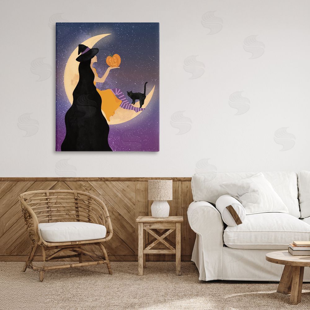 Daniela Santiago Moonlit Witch Holding Jack-o-Lantern 