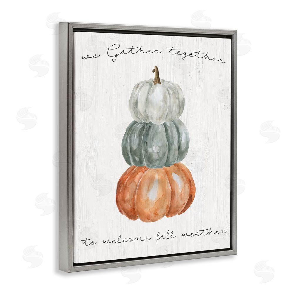 Livi Finn Gather Together Fall Weather Gray Floating Frame Canvas Wall Art Print