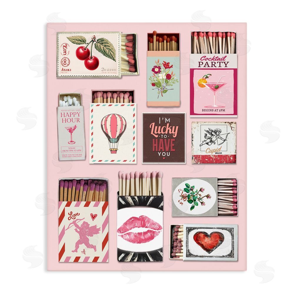 CAD Designs Vintage Romantic Matchbox Collection Stretched Canvas Wall Art Print