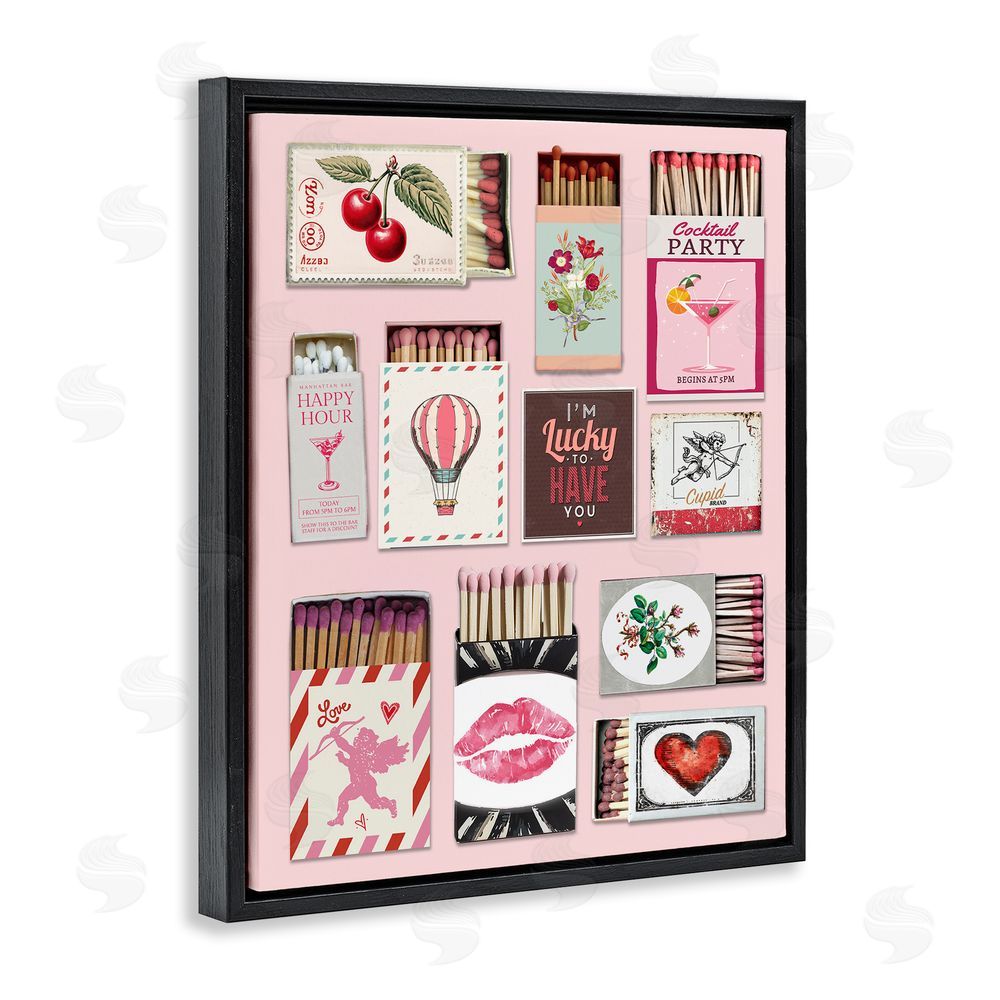 CAD Designs Vintage Romantic Matchbox Collection Black Floating Frame Canvas Wall Art Print