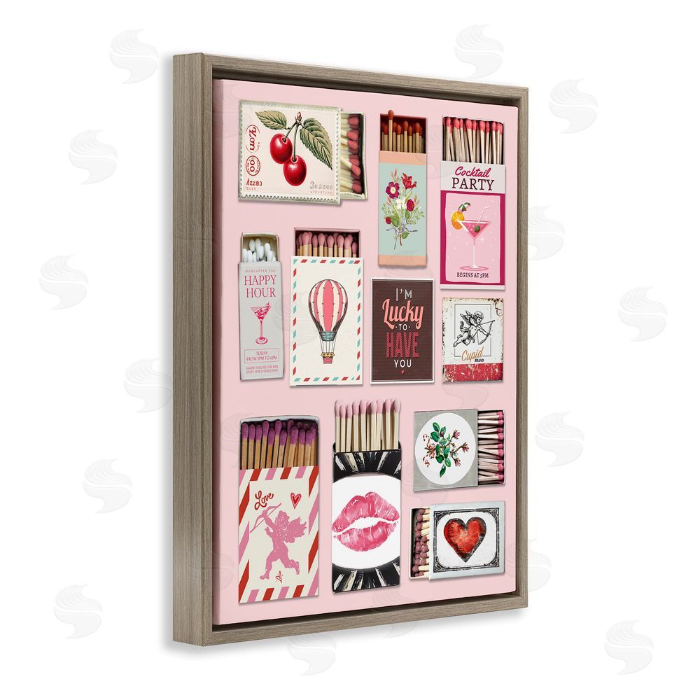 CAD Designs Vintage Romantic Matchbox Collection Brown Floating Frame Canvas Wall Art Print