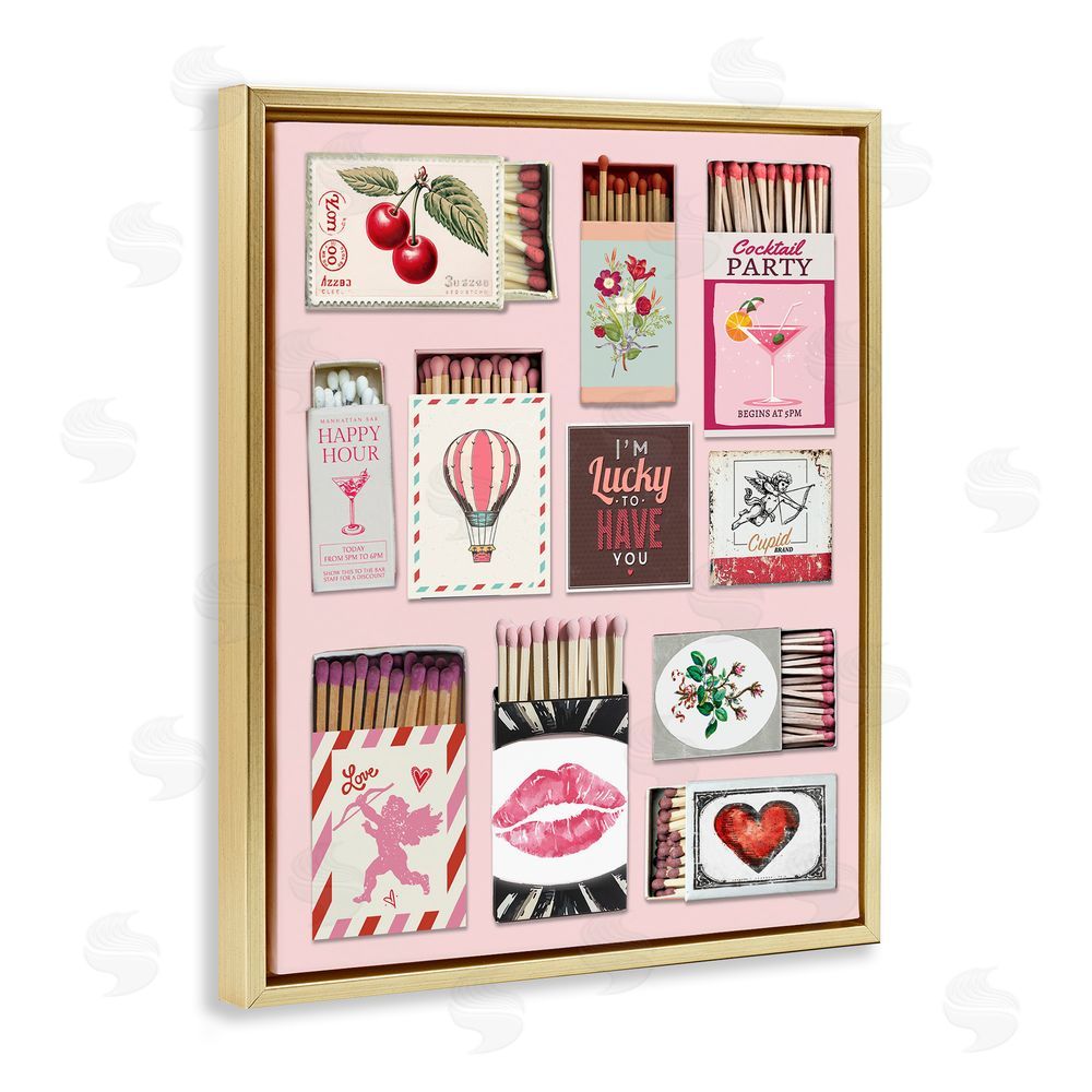 CAD Designs Vintage Romantic Matchbox Collection Gold Floating Frame Canvas Wall Art Print