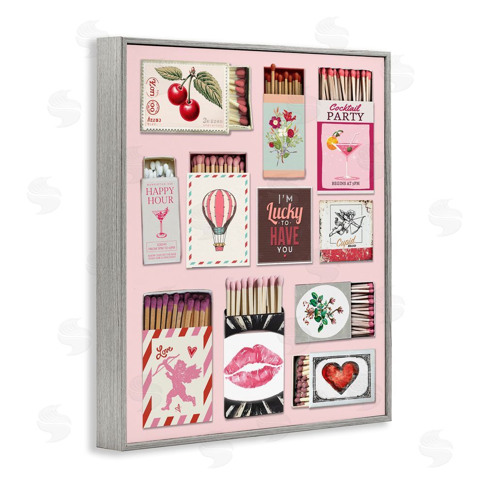 CAD Designs Vintage Romantic Matchbox Collection Gray Framed Giclee Wall Art Print