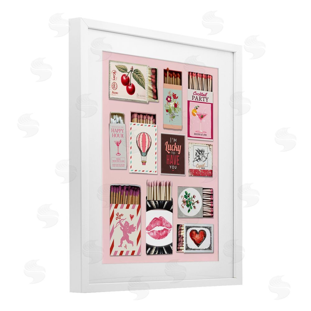 CAD Designs Vintage Romantic Matchbox Collection White Framed Print Under Glass Wall Art