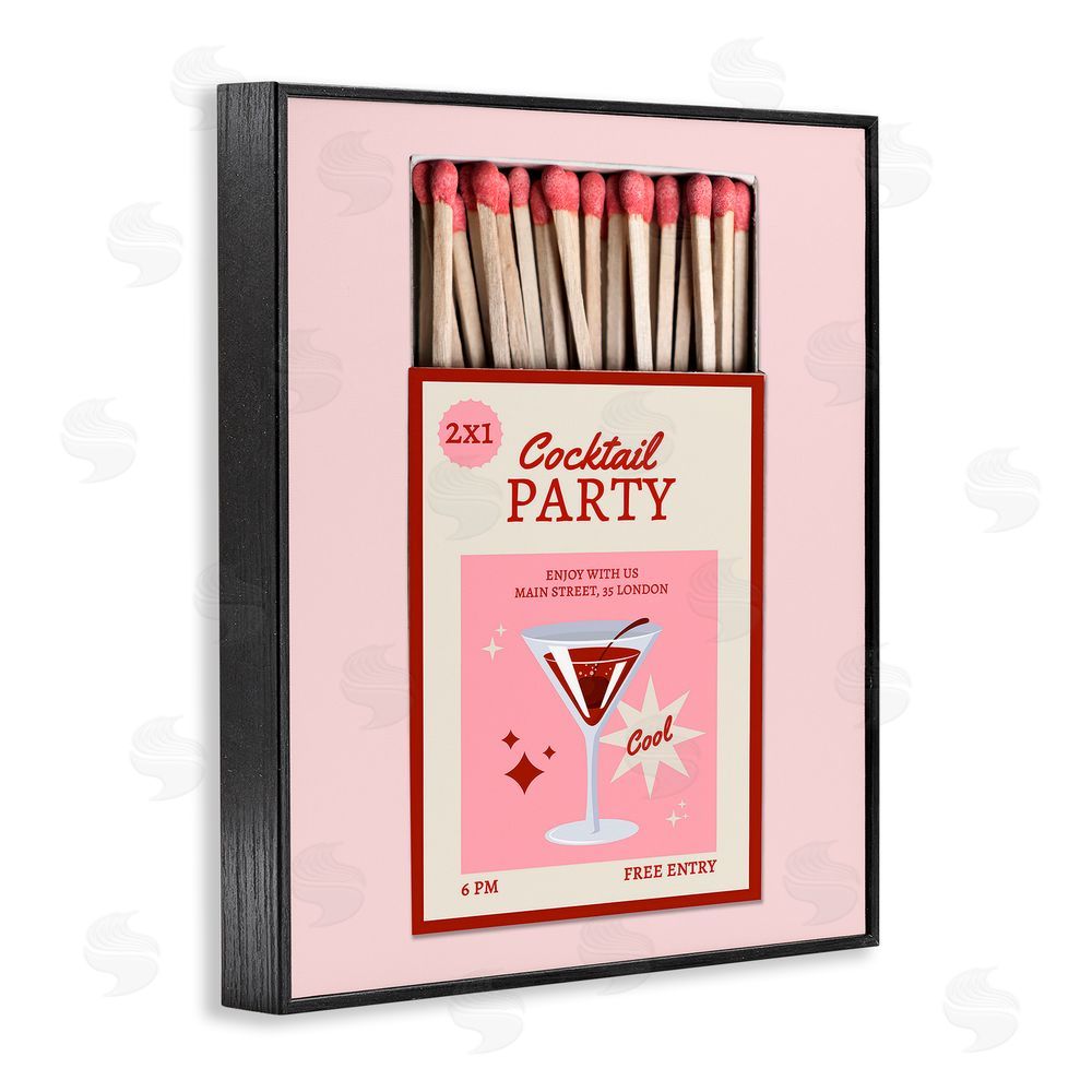 CAD Designs Cocktail Party Matchbox Black Framed Giclee Wall Art Print