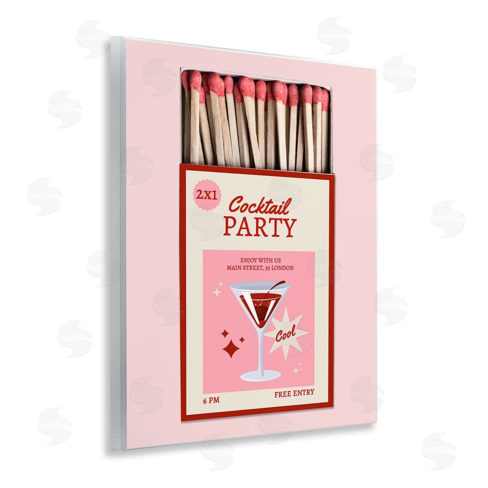 CAD Designs Cocktail Party Matchbox Wooden Wall Plaque Art Print