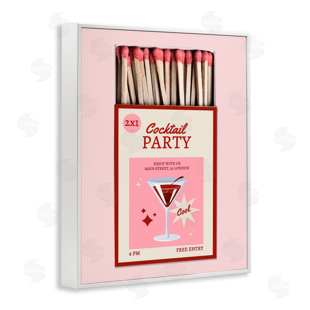 CAD Designs Cocktail Party Matchbox White Framed Giclee Wall Art Print