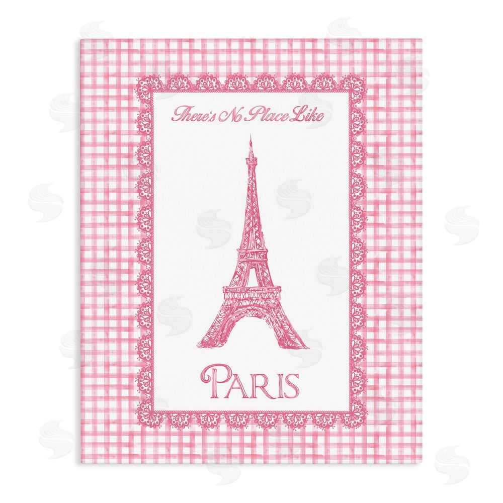 Conrad Knutsen No Place Like Paris Pink Lace Stretched Canvas Wall Art Print
