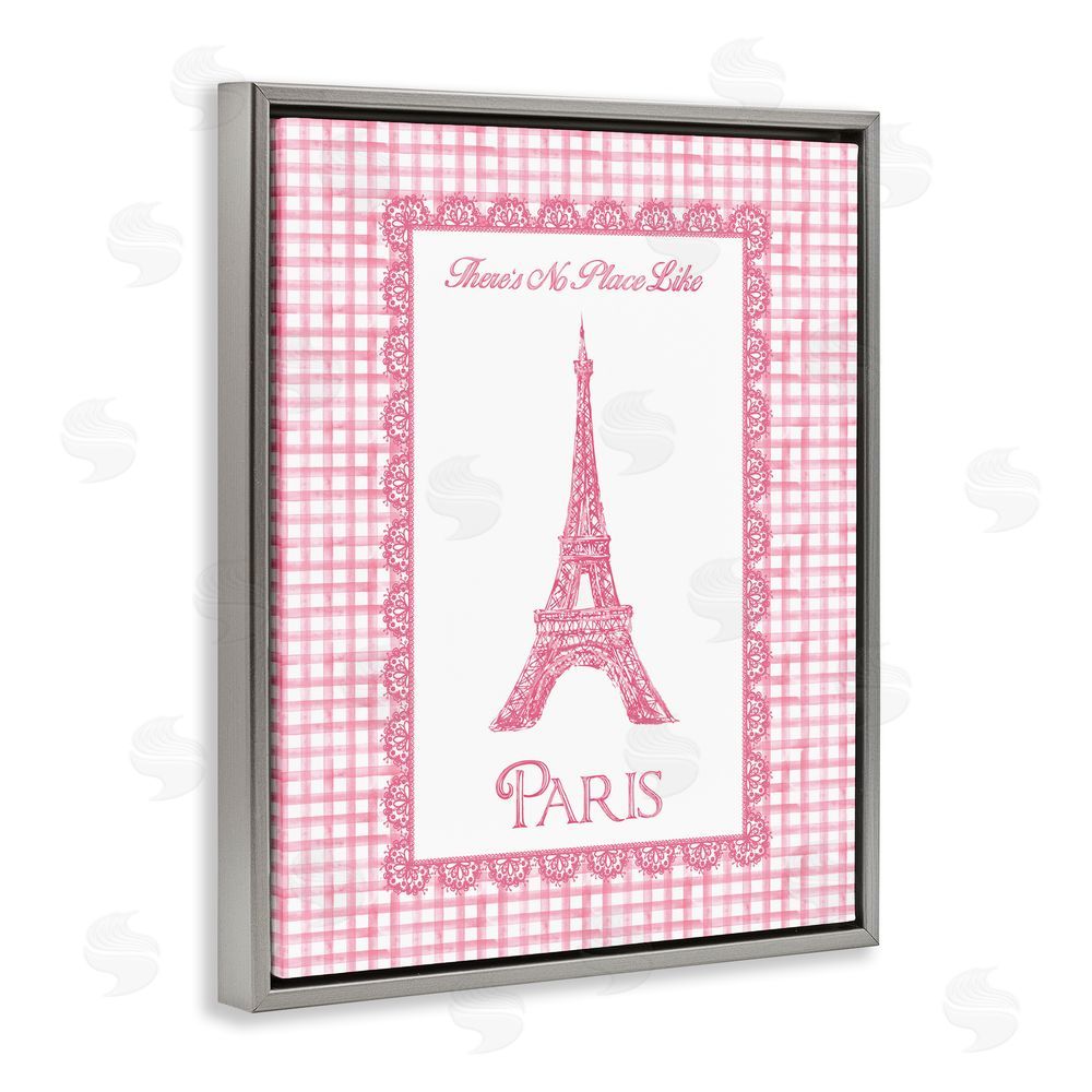 Conrad Knutsen No Place Like Paris Pink Lace Gray Floating Frame Canvas Wall Art Print