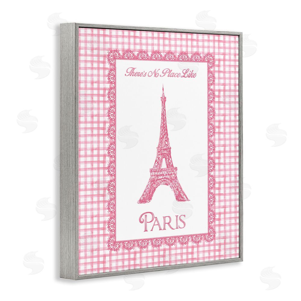 Conrad Knutsen No Place Like Paris Pink Lace Gray Framed Giclee Wall Art Print