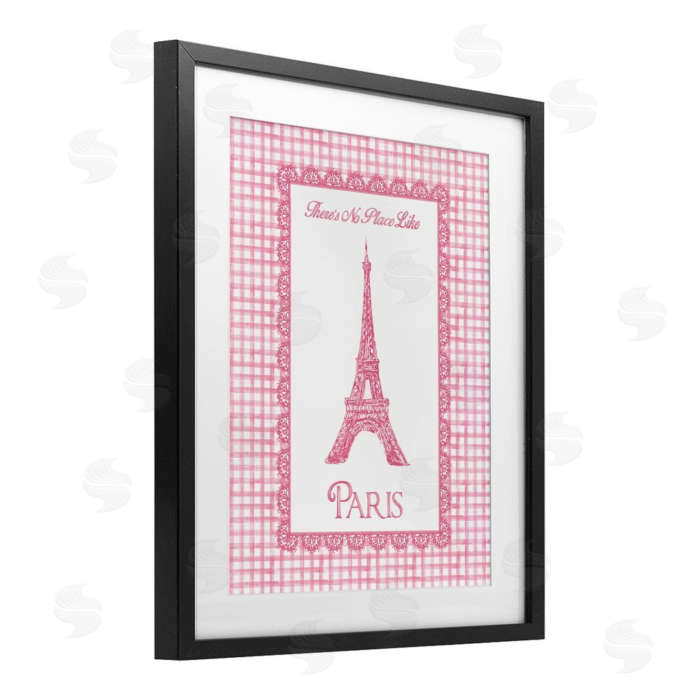 Conrad Knutsen No Place Like Paris Pink Lace Black Framed Print Under Glass Wall Art