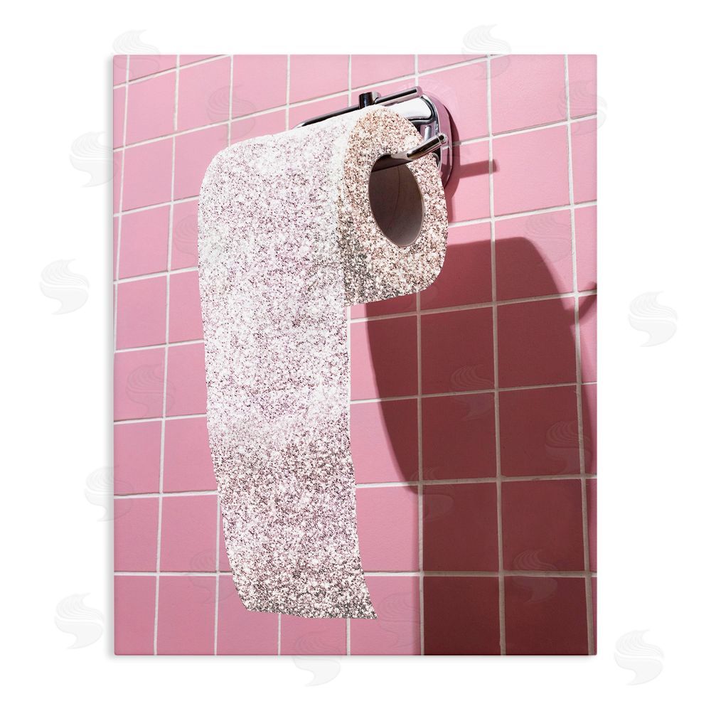 CAD Designs Glitter Pink Toilet Paper Stretched Canvas Wall Art Print