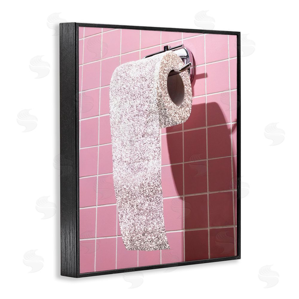 CAD Designs Glitter Pink Toilet Paper Black Framed Giclee Wall Art Print