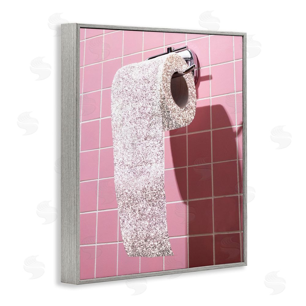 CAD Designs Glitter Pink Toilet Paper Gray Framed Giclee Wall Art Print
