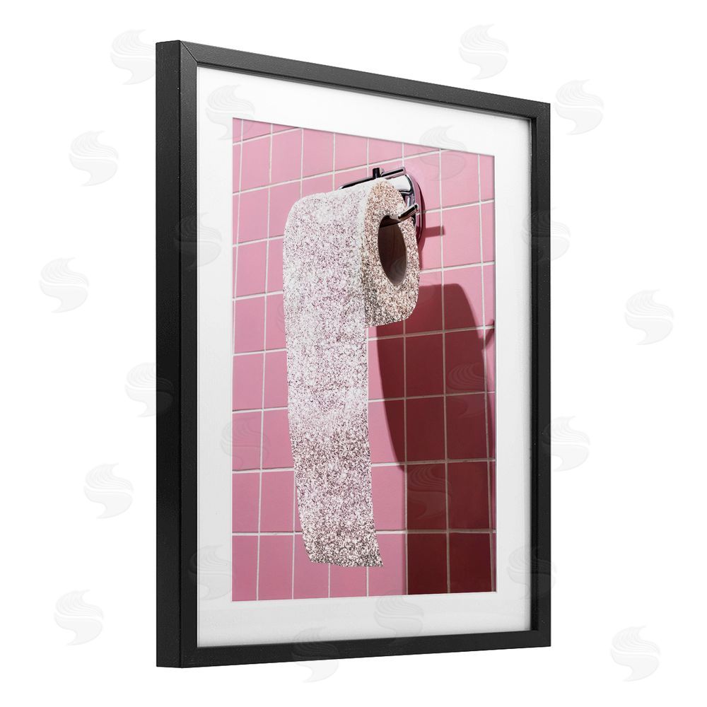 CAD Designs Glitter Pink Toilet Paper Black Framed Print Under Glass Wall Art