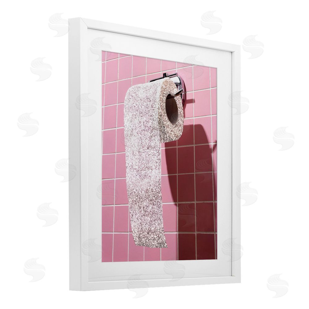 CAD Designs Glitter Pink Toilet Paper White Framed Print Under Glass Wall Art