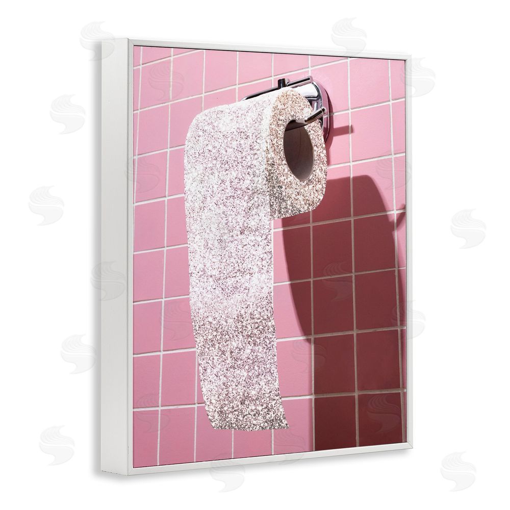 CAD Designs Glitter Pink Toilet Paper White Framed Giclee Wall Art Print