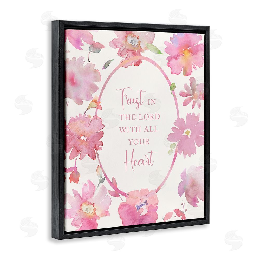 Theresa Heidel Trust In The Lord Pink Blooms Black Floating Frame Canvas Wall Art Print