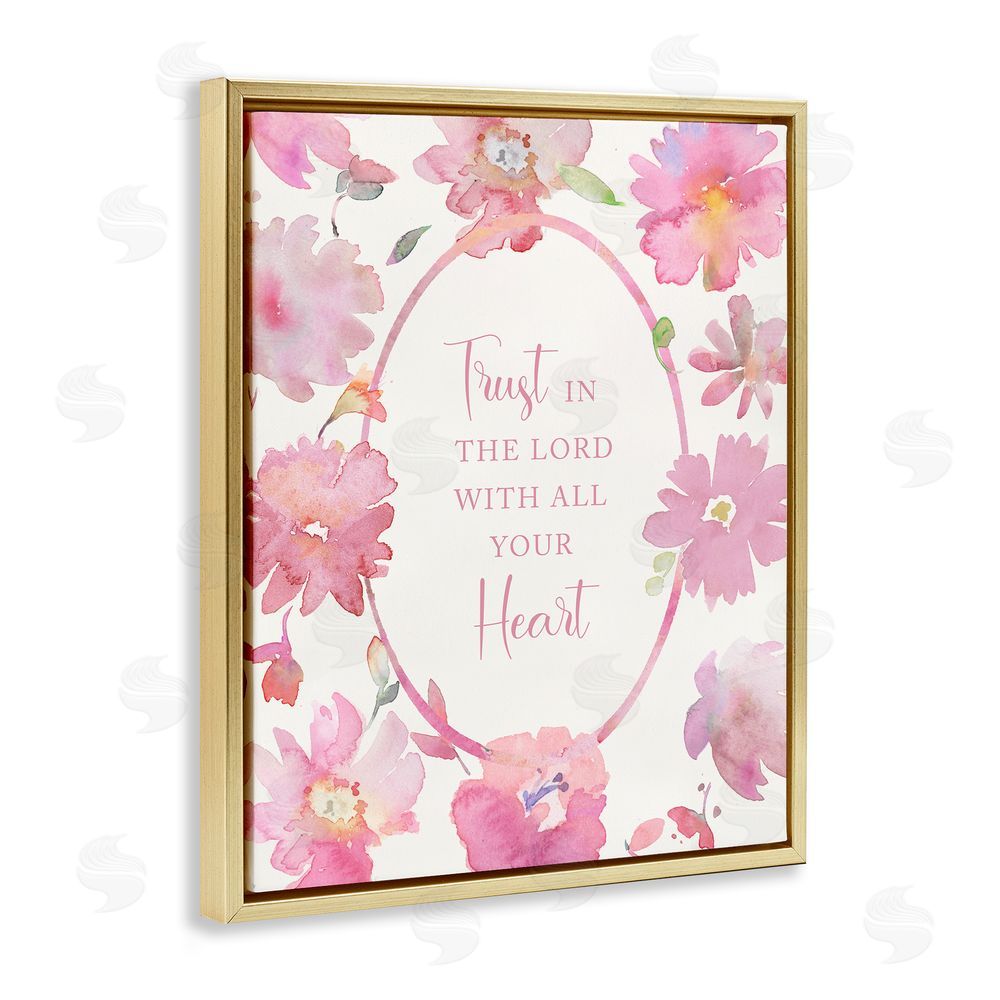 Theresa Heidel Trust In The Lord Pink Blooms Gold Floating Frame Canvas Wall Art Print