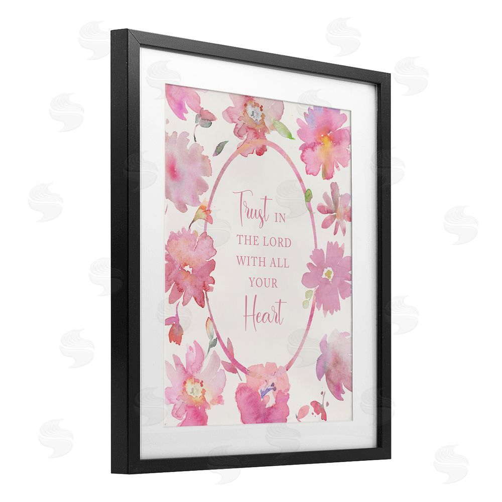 Theresa Heidel Trust In The Lord Pink Blooms Black Framed Print Under Glass Wall Art