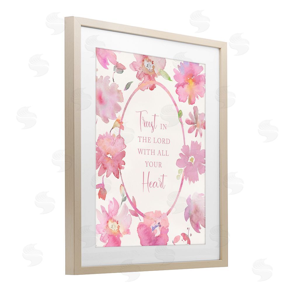 Theresa Heidel Trust In The Lord Pink Blooms Brown Framed Print Under Glass Wall Art
