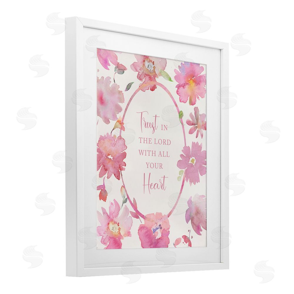 Theresa Heidel Trust In The Lord Pink Blooms White Framed Print Under Glass Wall Art
