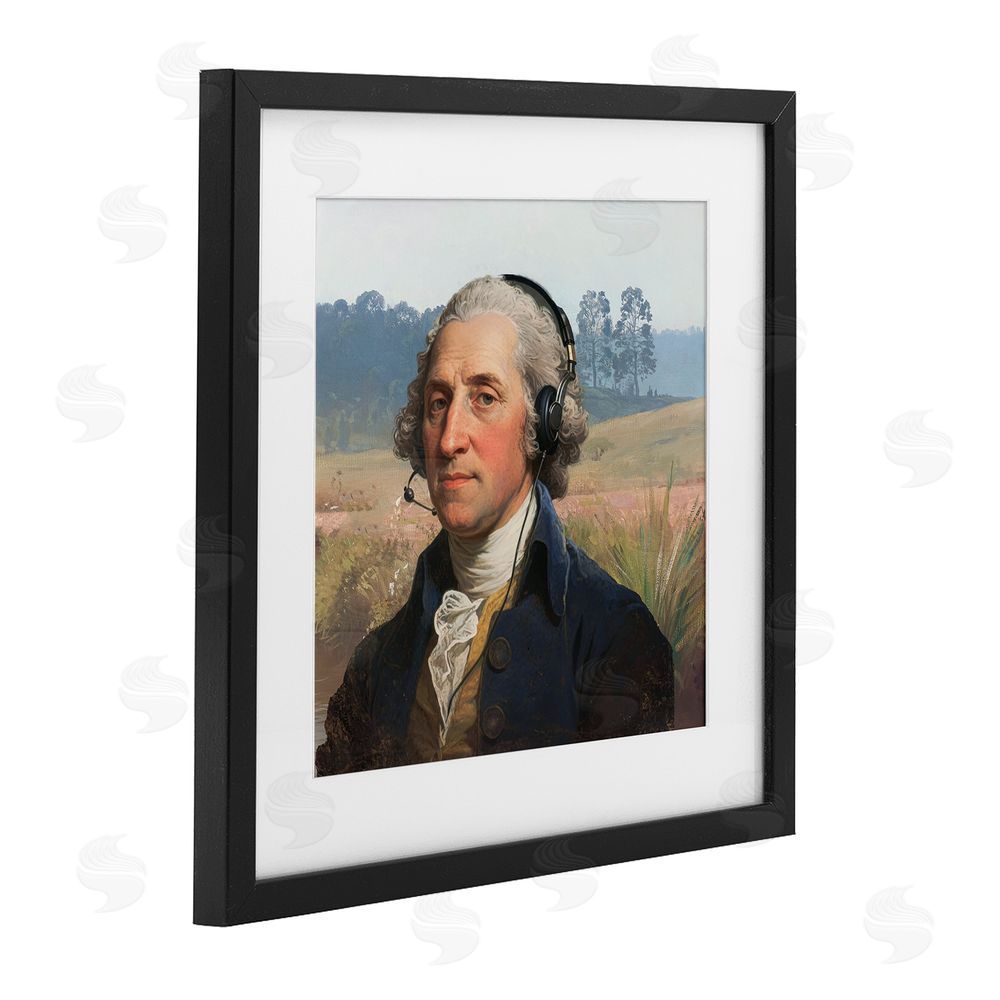 CAD Designs Classical Gentleman with Headset Black Framed Print Under Glass Wall Art