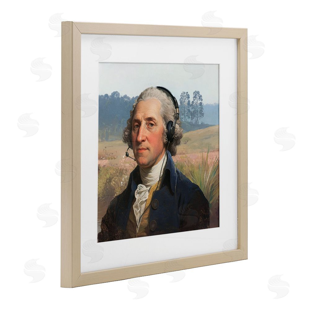 CAD Designs Classical Gentleman with Headset Brown Framed Print Under Glass Wall Art