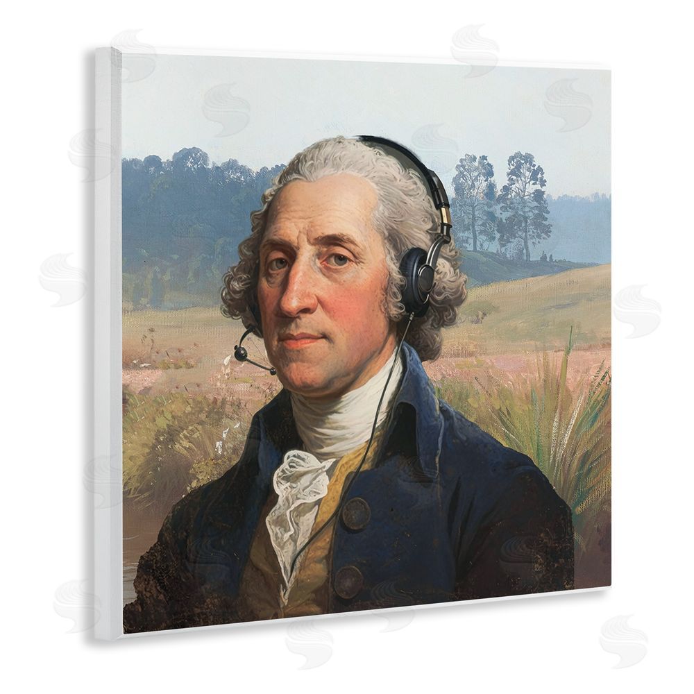 CAD Designs Classical Gentleman with Headset Wooden Wall Plaque Art Print