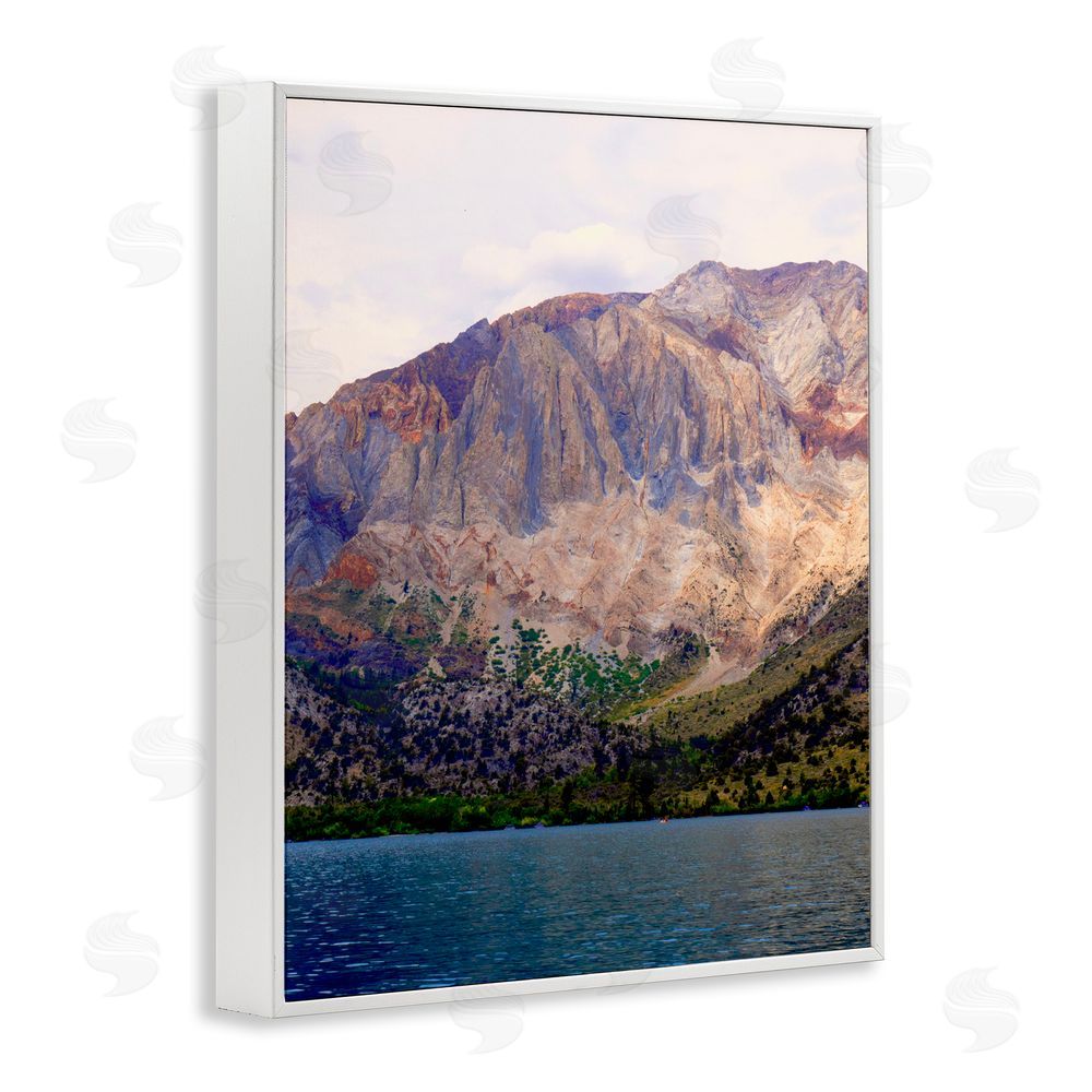 Gemma Bardot Serene Lake Beneath Mountains White Framed Giclee Wall Art Print