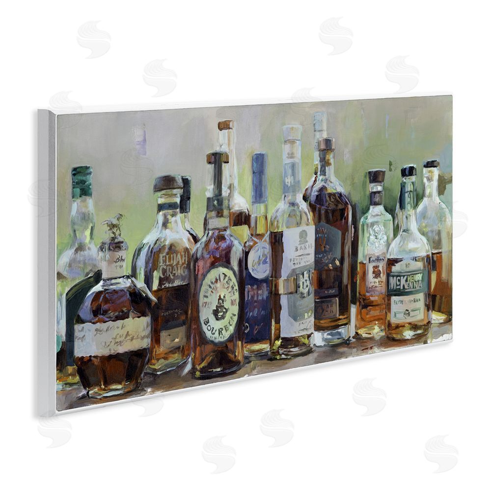 Marilyn Hageman Vintage Whiskey Bottles Display Wall Plaque Printed Art