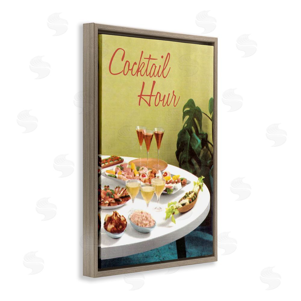Tim Wright Cocktail Hour Table Spread Brown Floating Frame Canvas Wall Art Print