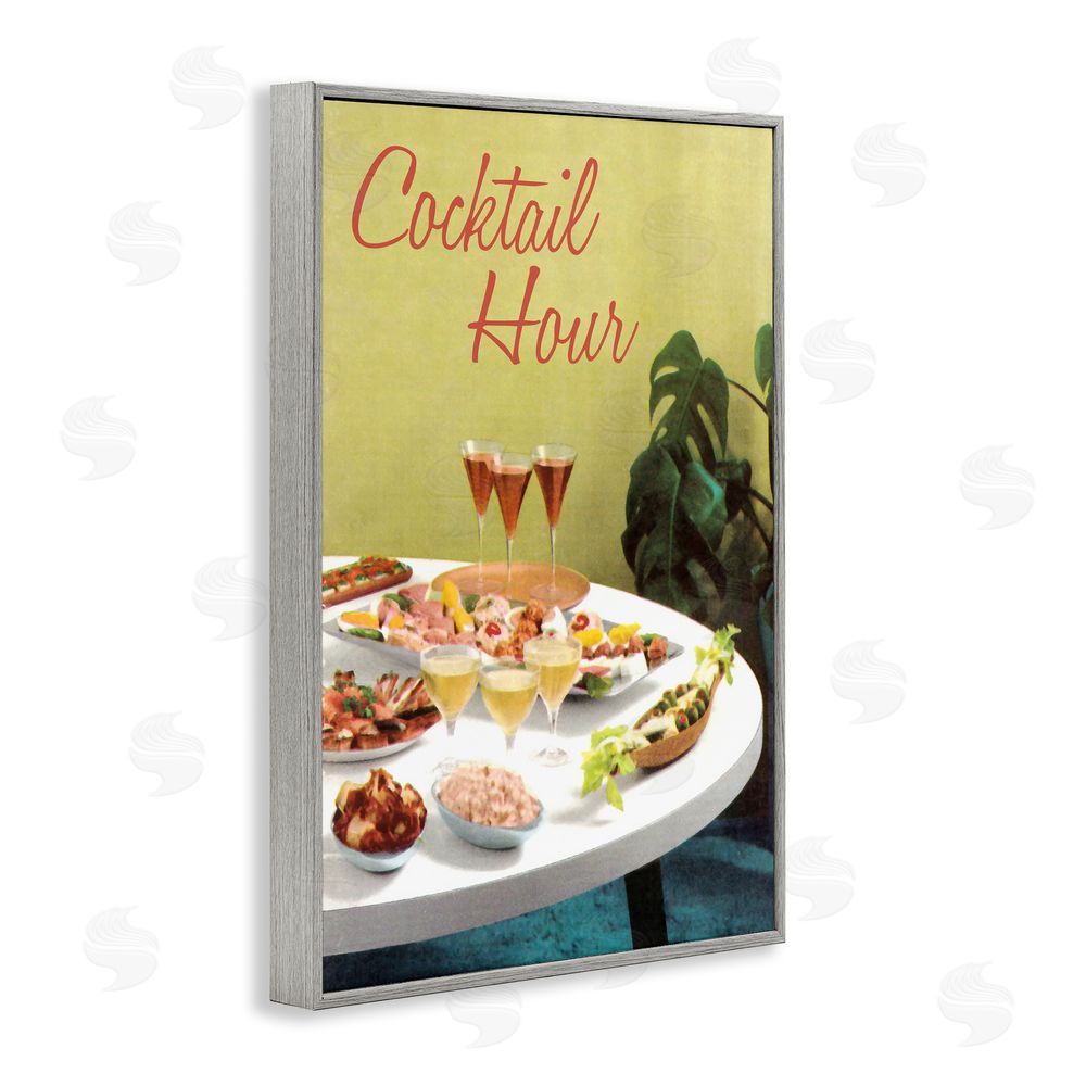 Tim Wright Cocktail Hour Table Spread Gray Framed Giclee Wall Art Print