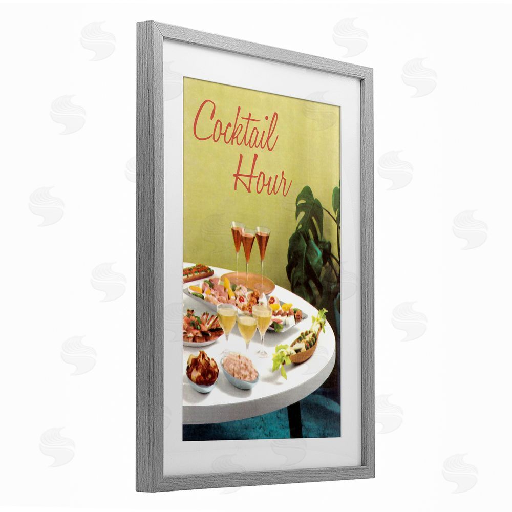 Tim Wright Cocktail Hour Table Spread Gray Framed Print Under Glass Wall Art
