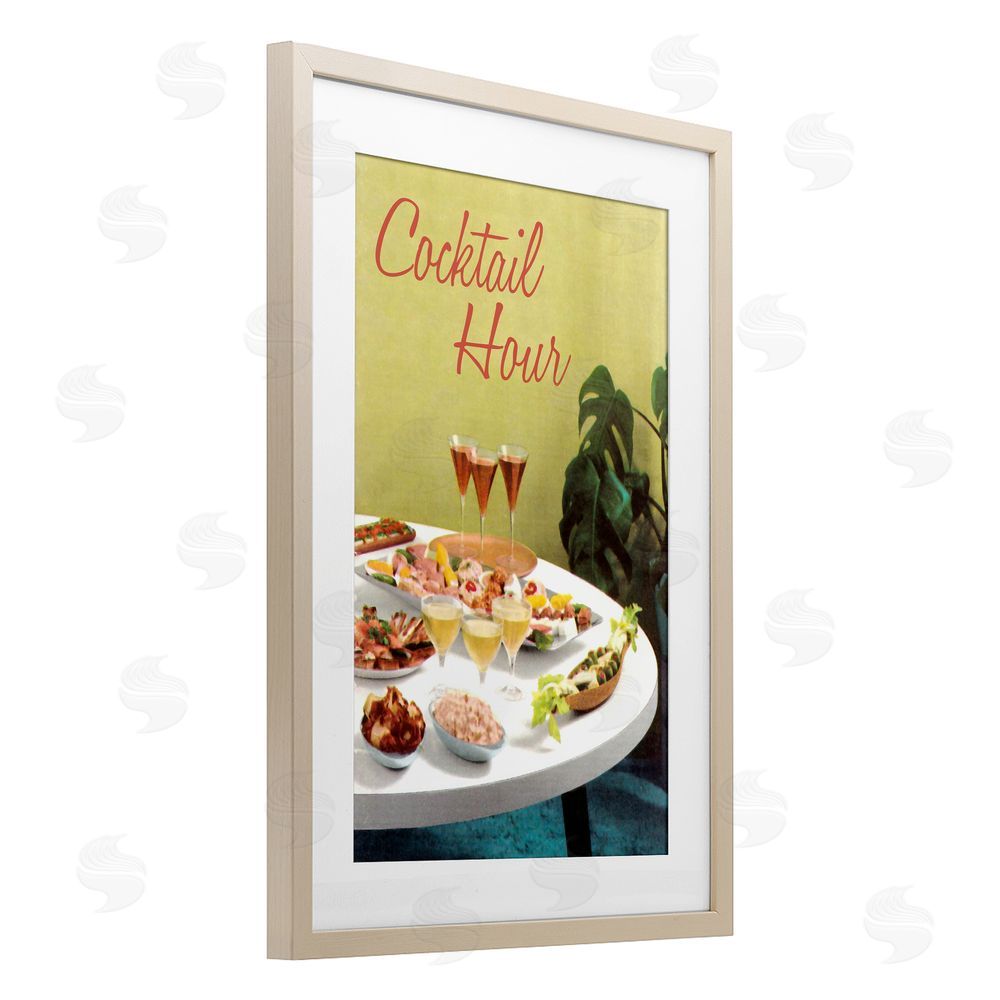 Tim Wright Cocktail Hour Table Spread Brown Framed Print Under Glass Wall Art